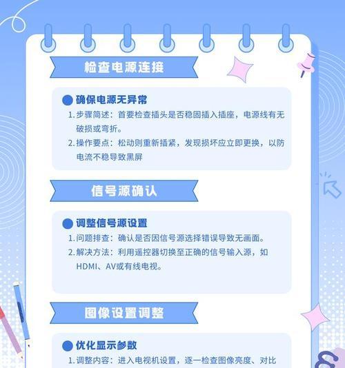 电视机黑屏了怎么调回来（解决电视机黑屏问题的方法及步骤）  第3张